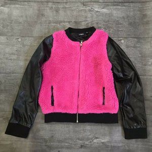 Kidpik Pink Faux Fur Moto Jacket XL 14 Bomber